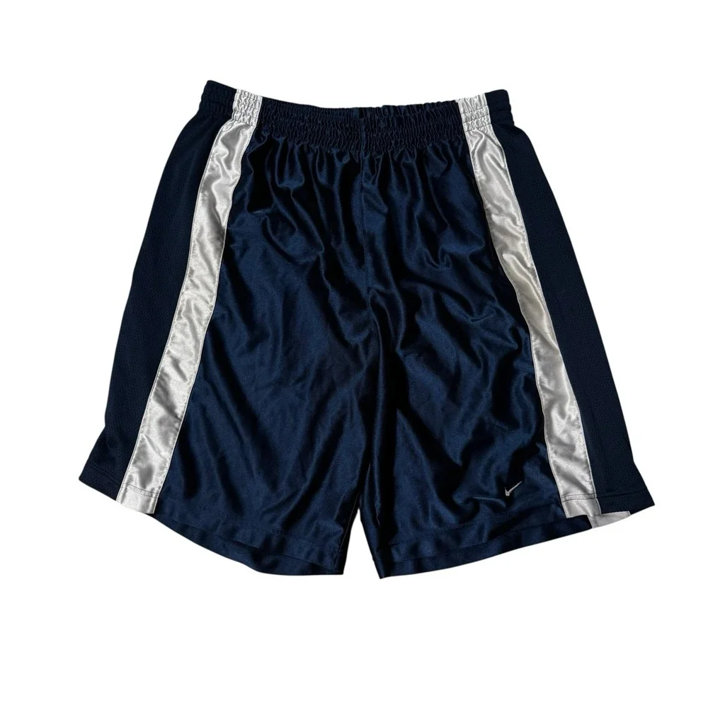Nike Basketball Shorts Navy Blue Size XXL White Stripe‎ VTG